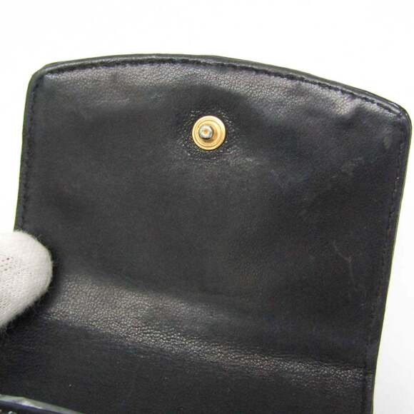 Chanel Caviar Skin Coco Mark Women's Patent Leather Pouch Black